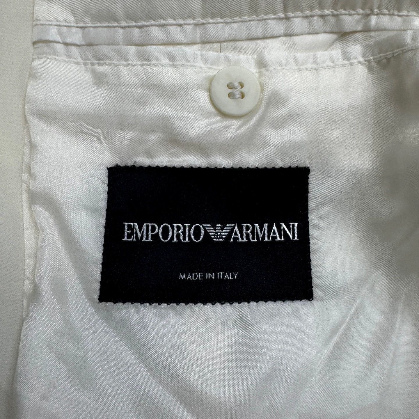 Emporio Armani EMPORIO ARMANI cream white solid wool blazer 46 Size 46R - 2 Thumbnail
