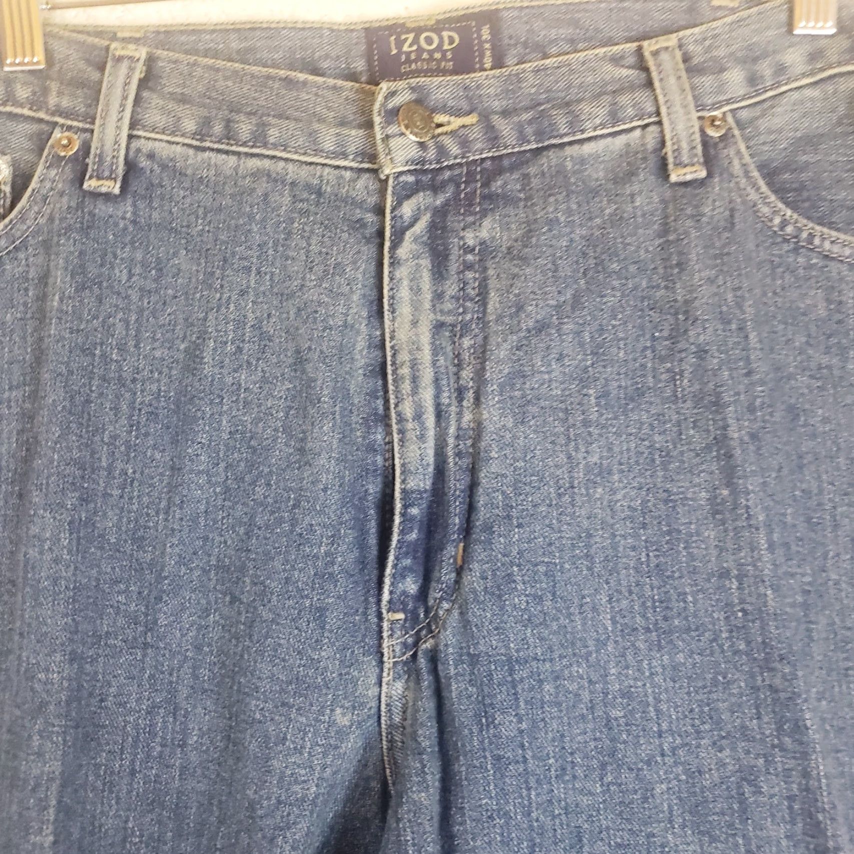 Izod IZOD Jeans Classic Fit Denim Blue 40x30 Men Regular 100% Cotton Zip Flat Front Straight Inseam 30 New With Tags Size US 40 / EU 56 - 4 Thumbnail