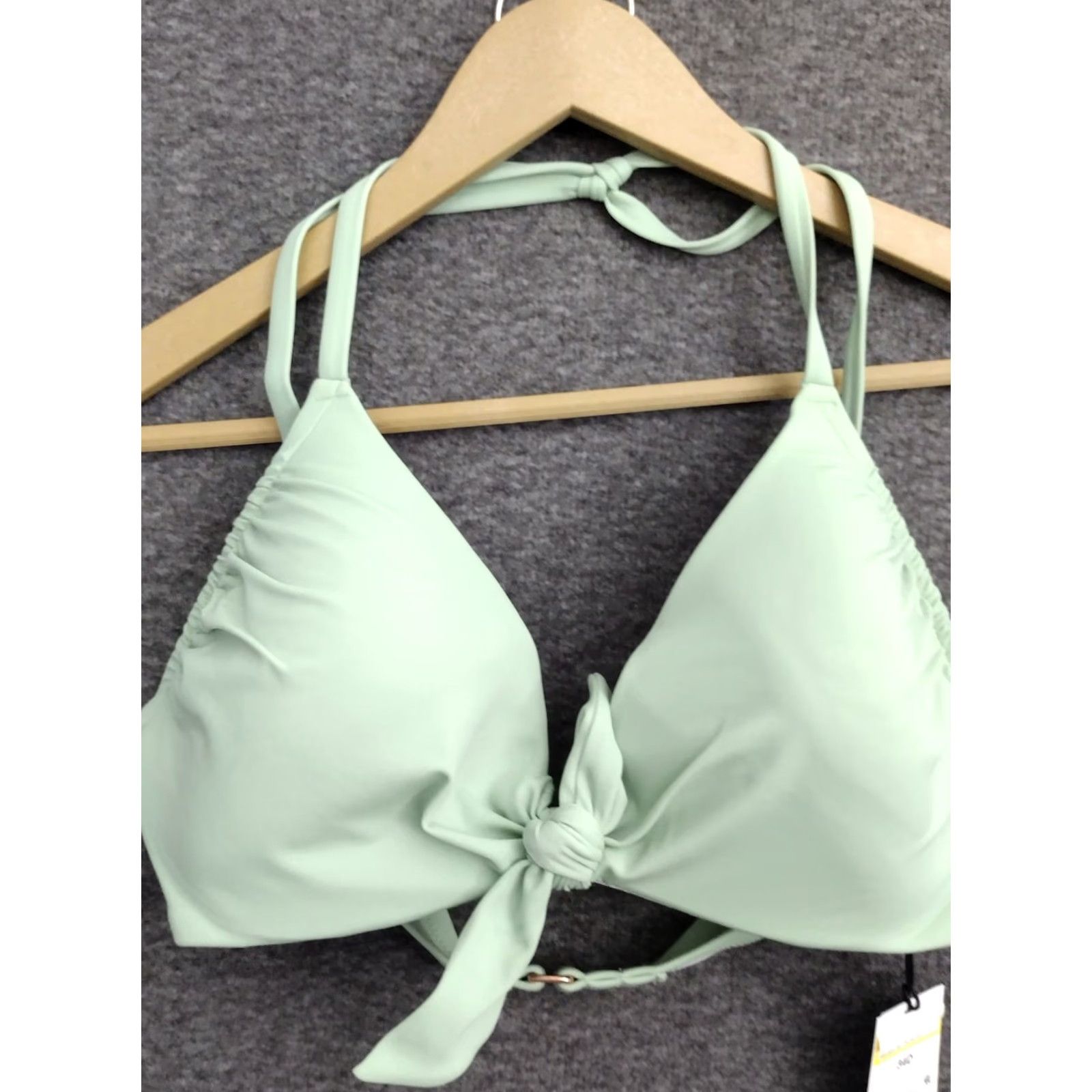 Vintage Shade & Shore Green Front Tie Spaghetti Bikini Swim Top Padded Size 34D Women Solid Nylon Polyester Spandex Beach 90s Theme Mens Womens Girls 0 Size XXS / US 00 / IT 34 - 3 Thumbnail