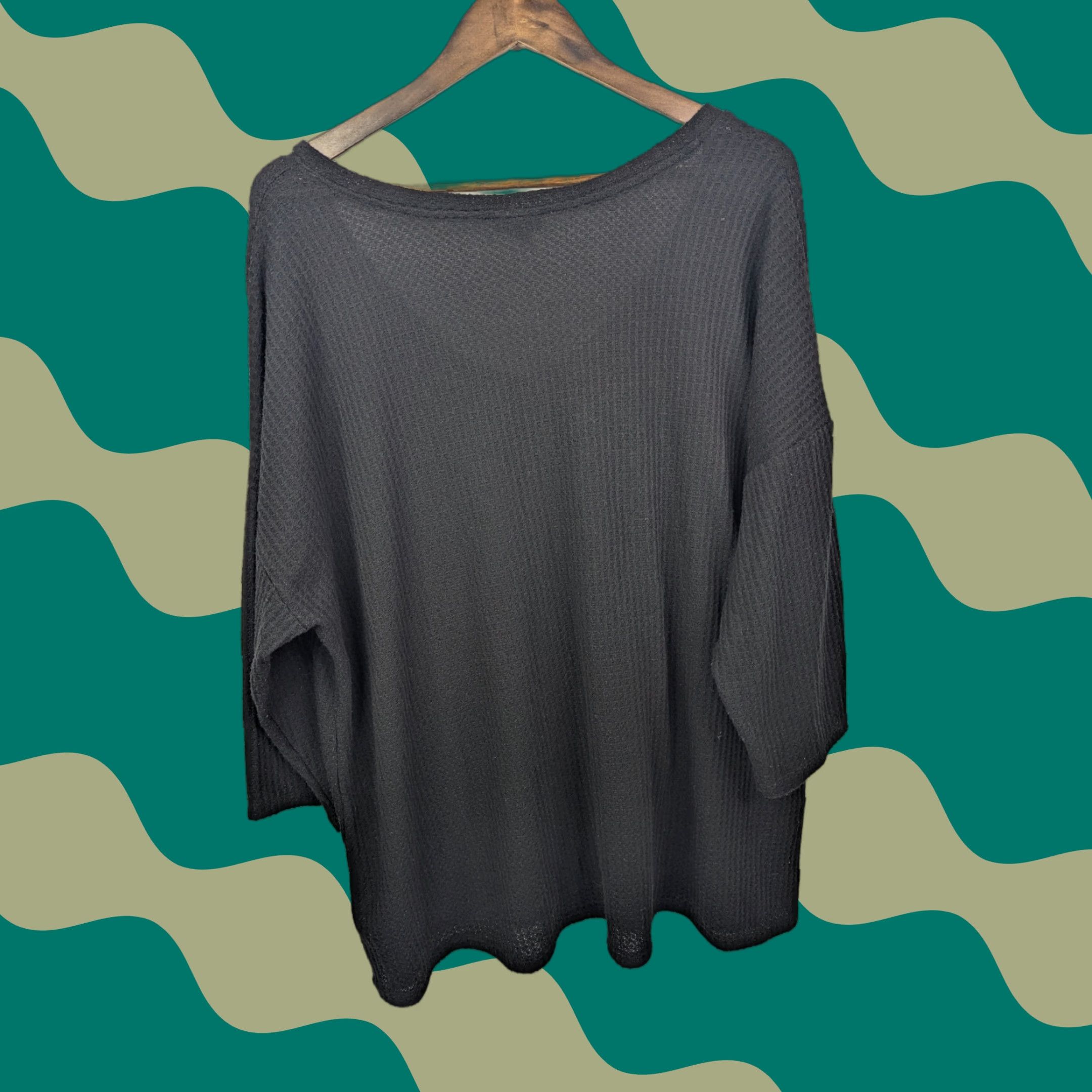 Torrid VINTAGE TORRID Thermal Waffle V-Neck Top Knit 3/4 Sleeve Tunic Size 3 Black Size XXL / US 16-18 / IT 52-54 - 1 Thumbnail