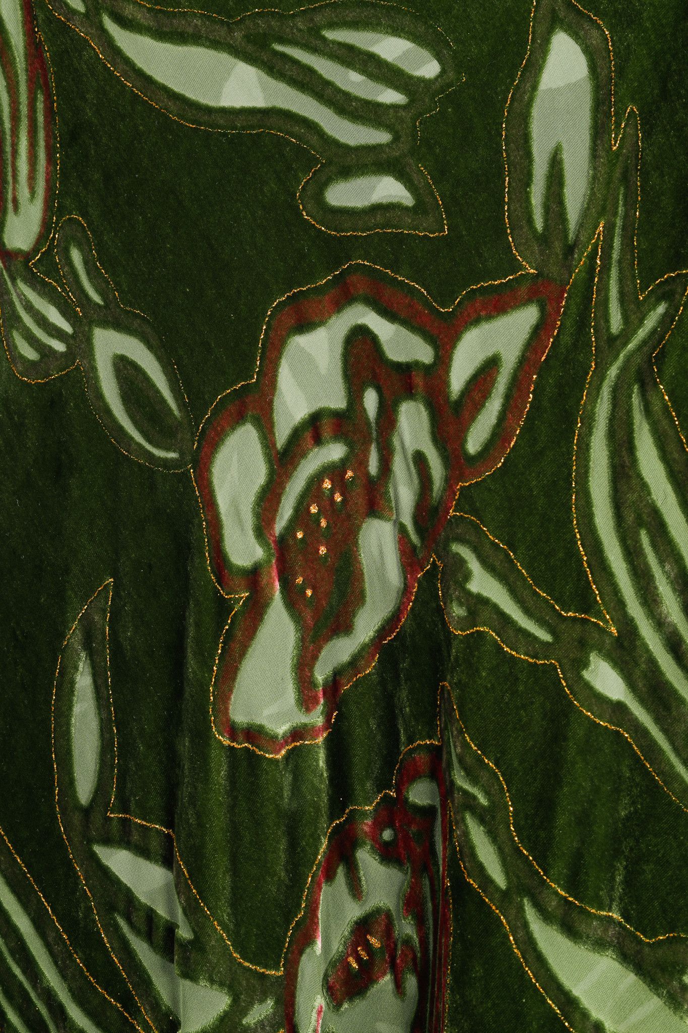 Other Citron Santa Monica Green Floral-Burnout Velvet Maxi Dress Size M / US 6-8 / IT 42-44 - 5 Thumbnail