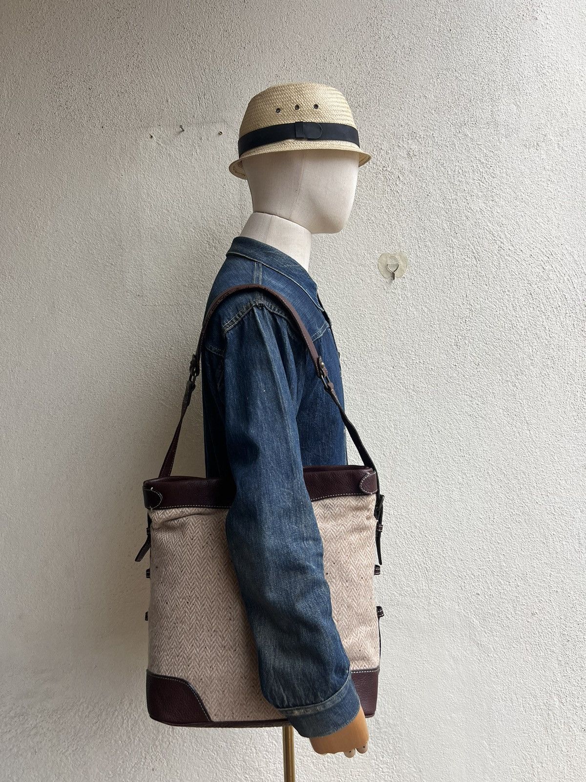 Vintage Tsuchiya Kaban Leather HBT Wool Bag