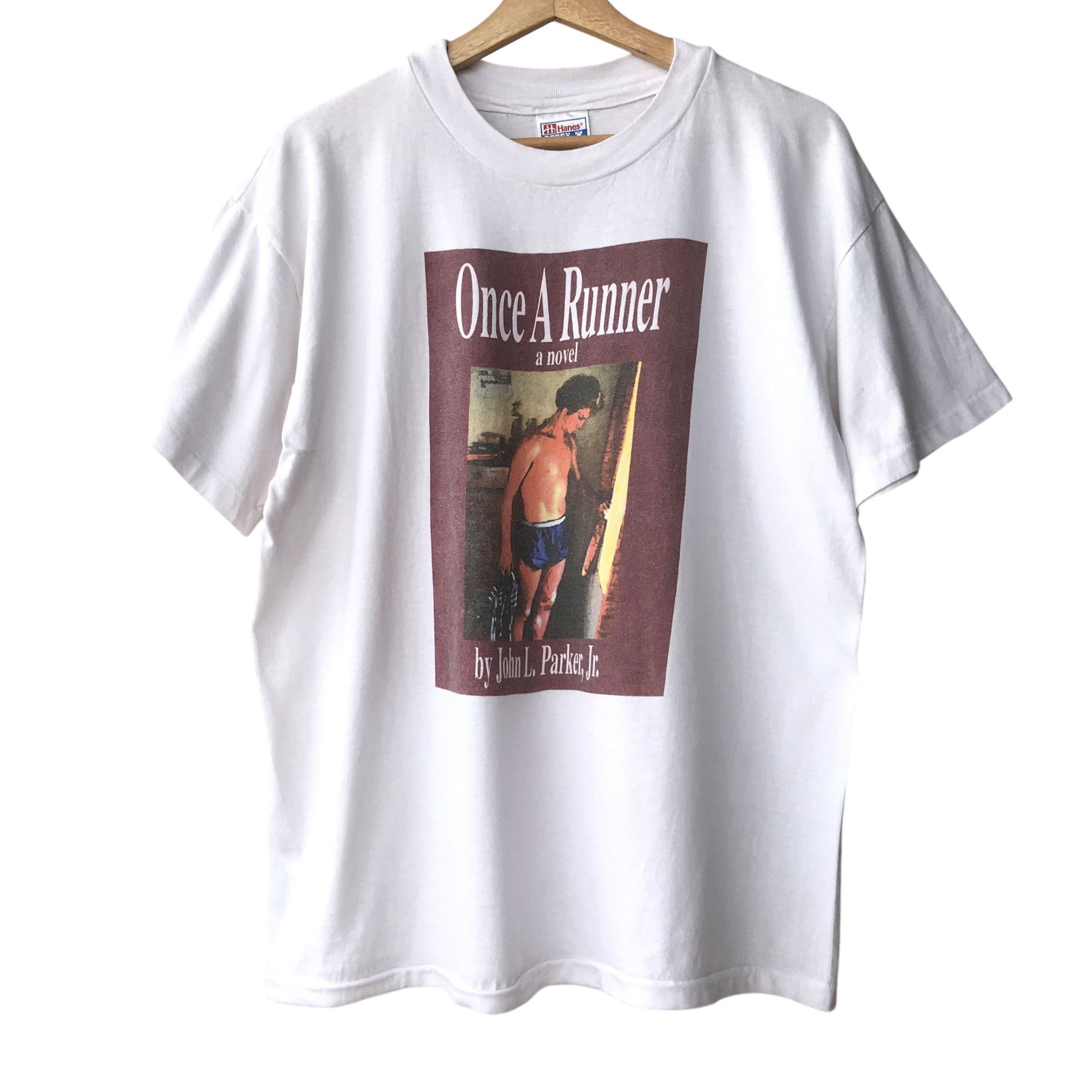 Hanes × Vintage Once A Runner Novel By John L. Parker Vintage 90s Promo Tee Size US L / EU 52-54 / 3 - 1 Thumbnail