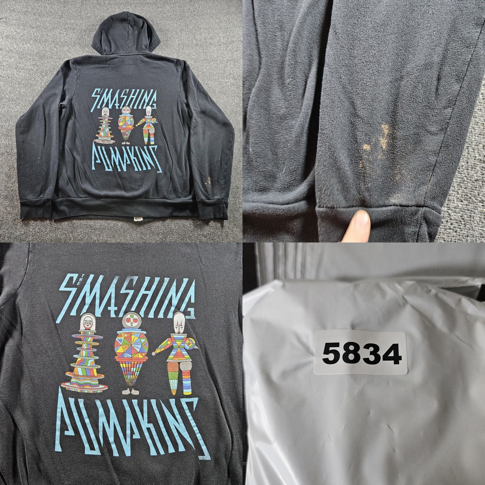 Vintage Smashing Pumpkins Band Graphic Bella + Canvas Hoodie Mens XL Black Full Zip Size US XL / EU 56 / 4 - 8 Thumbnail