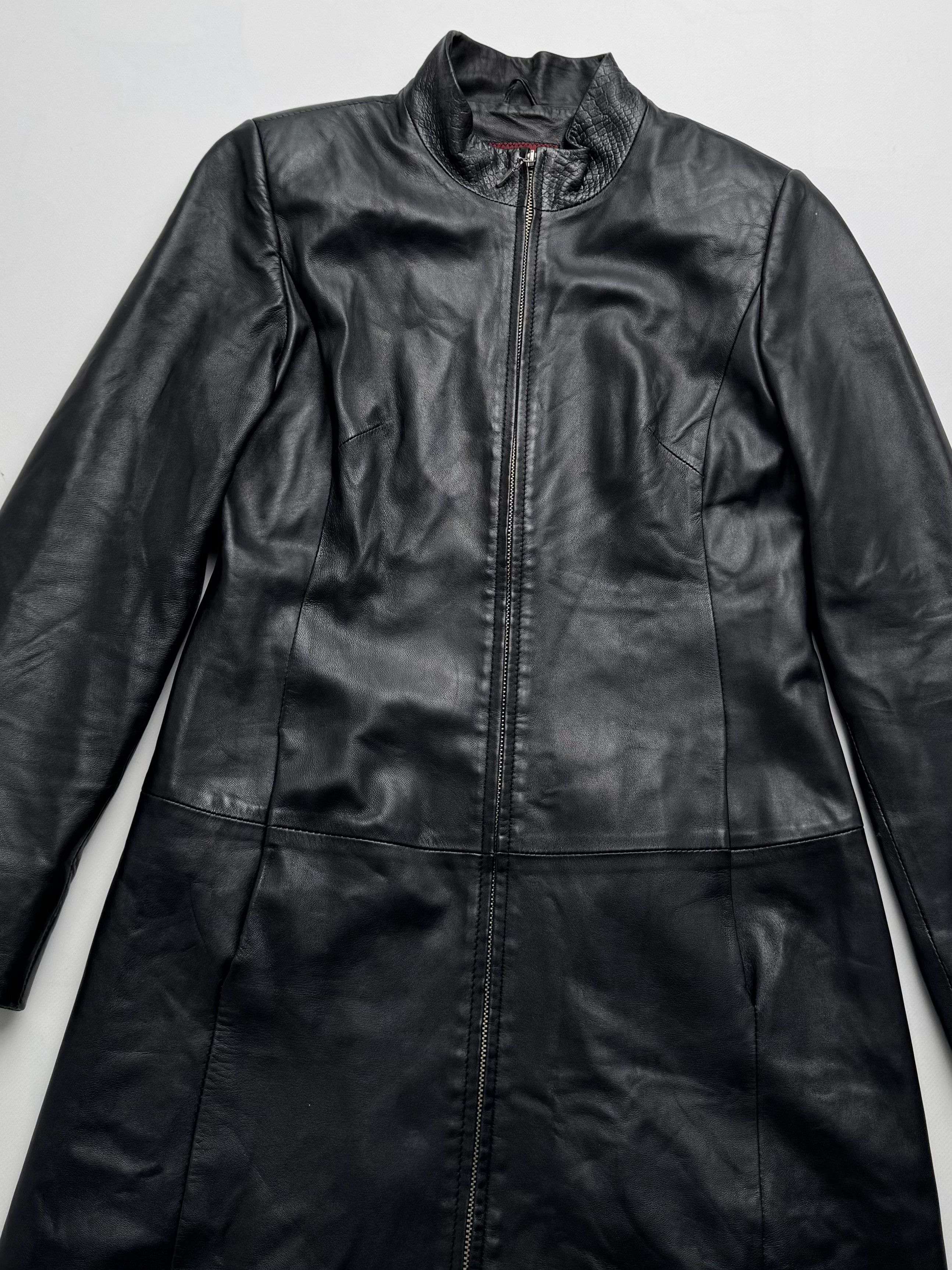 Vintage Vintage Long Leather Jacket On Zipper B8(V405)E2 Size M / US 6-8 / IT 42-44 - 2 Thumbnail