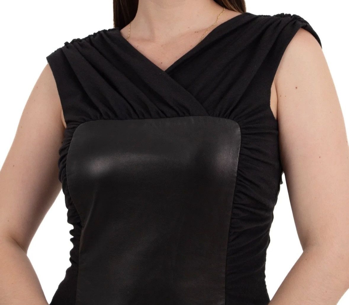 Alberta Ferretti Alberta Ferretti Black Dress – Leather & Stretch Jersey Size M / US 6-8 / IT 42-44 - 5 Thumbnail