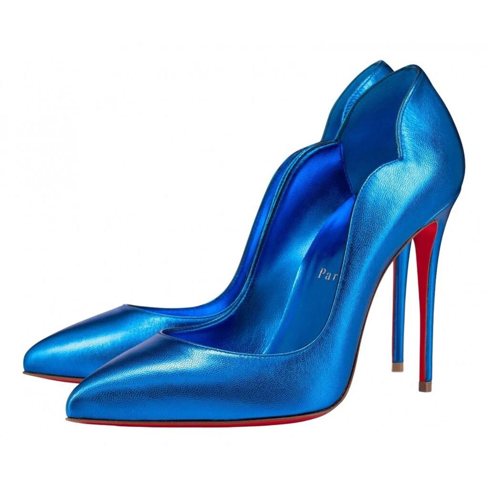 Christian Louboutin Hot Chick 100 Alize Blue Leather Pointed Toe Heel Pump 39 Size US 9 / IT 39 - 1 Thumbnail