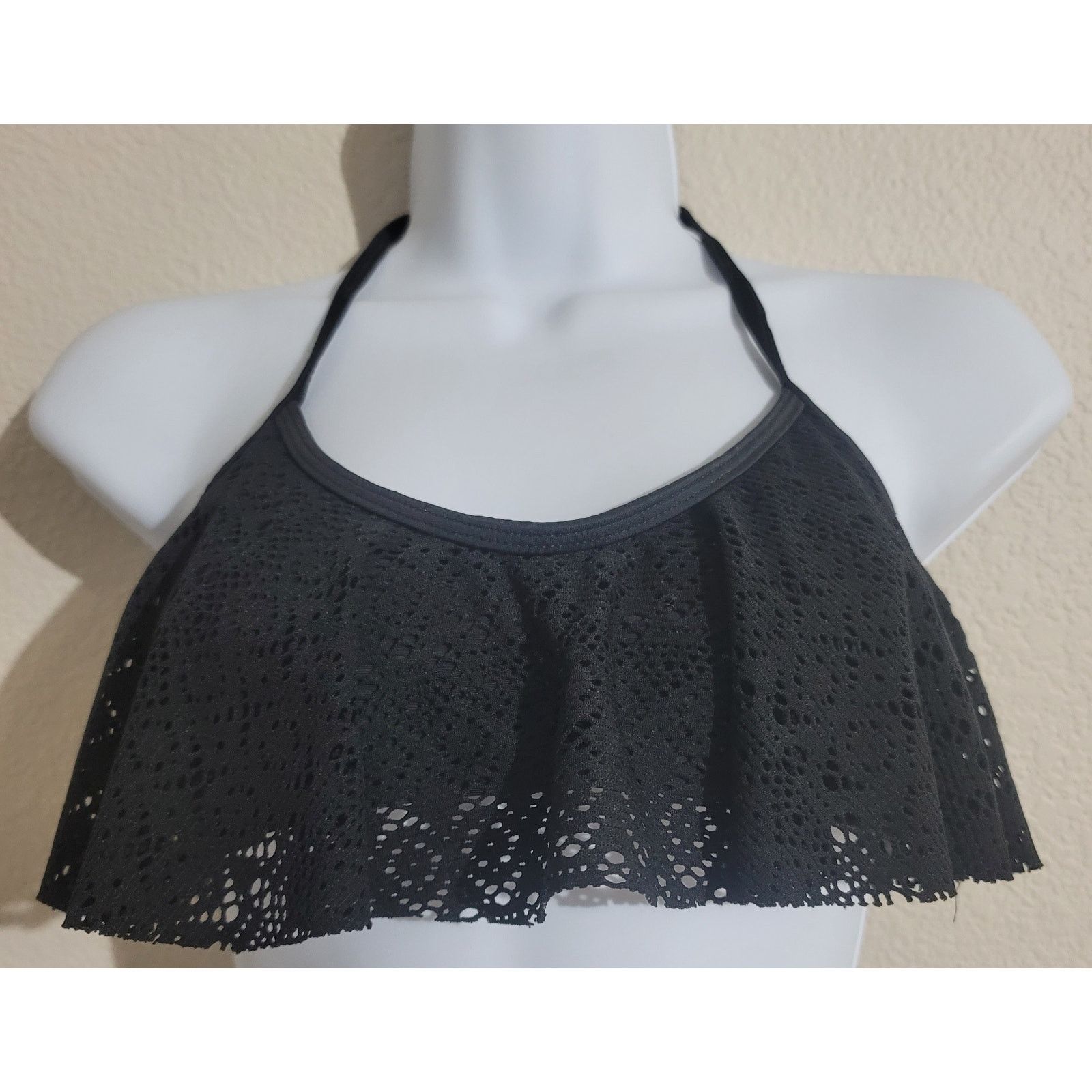 Other Hot Water Black Crochet Fabric Over Bodice Bikini Top Small Size ONE SIZE - 1 Thumbnail