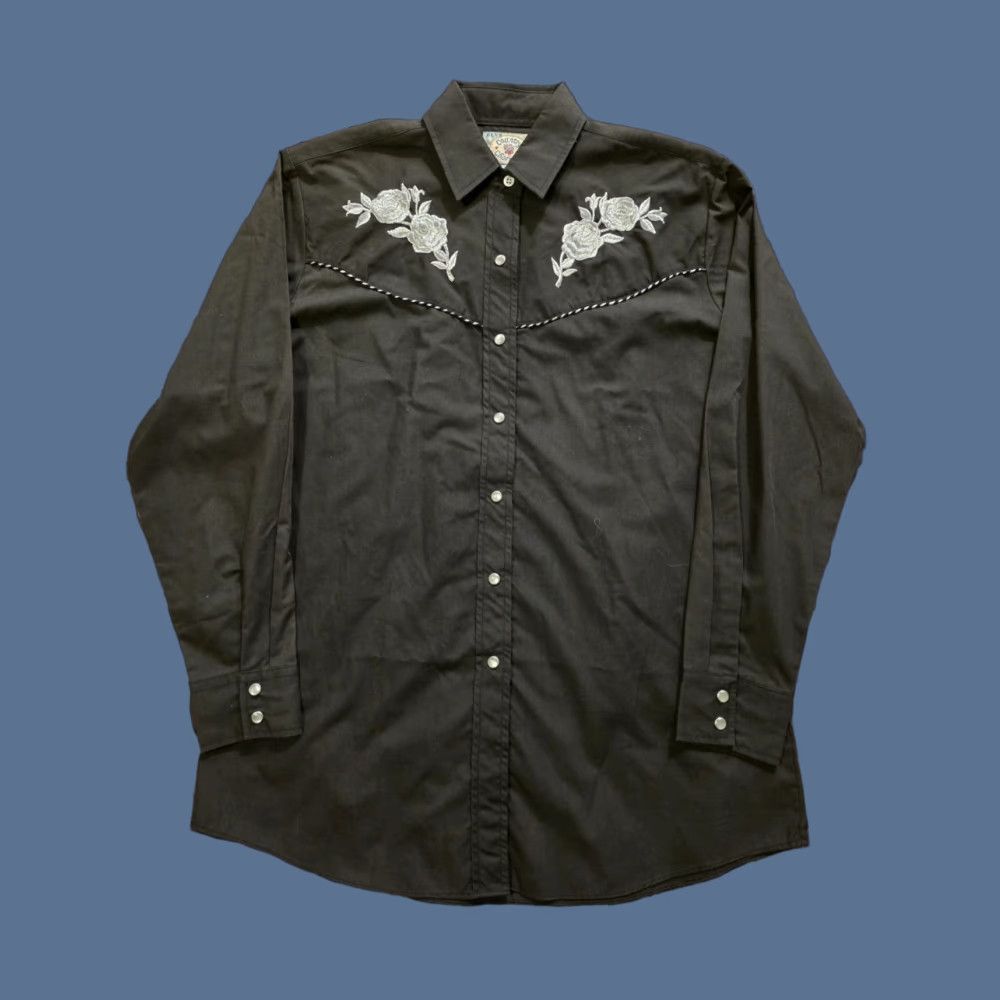 Vintage VINTAGE Ely Country Charmers Women's Embroidered Pearl Snap Western Shirt Small Black S Casual Western, 80s 90s Womens Shirt Size S / US 4 / IT 40 - 1 Thumbnail