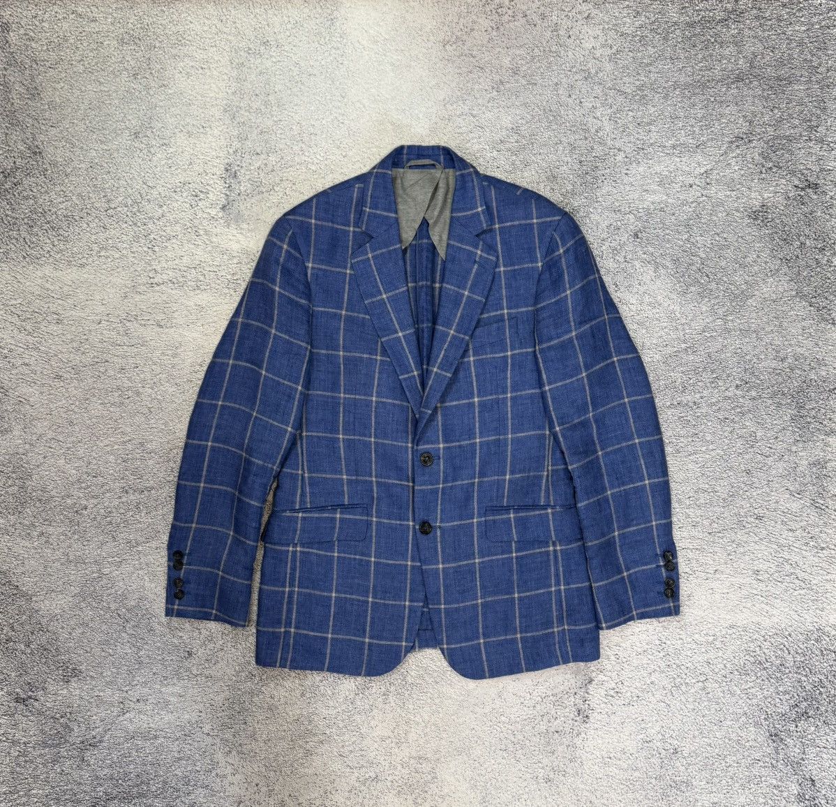 Hackett Hackett Mayfair Linen Blazer 38R/48R Windowpane Sport Coat Size 38R - 2 Thumbnail
