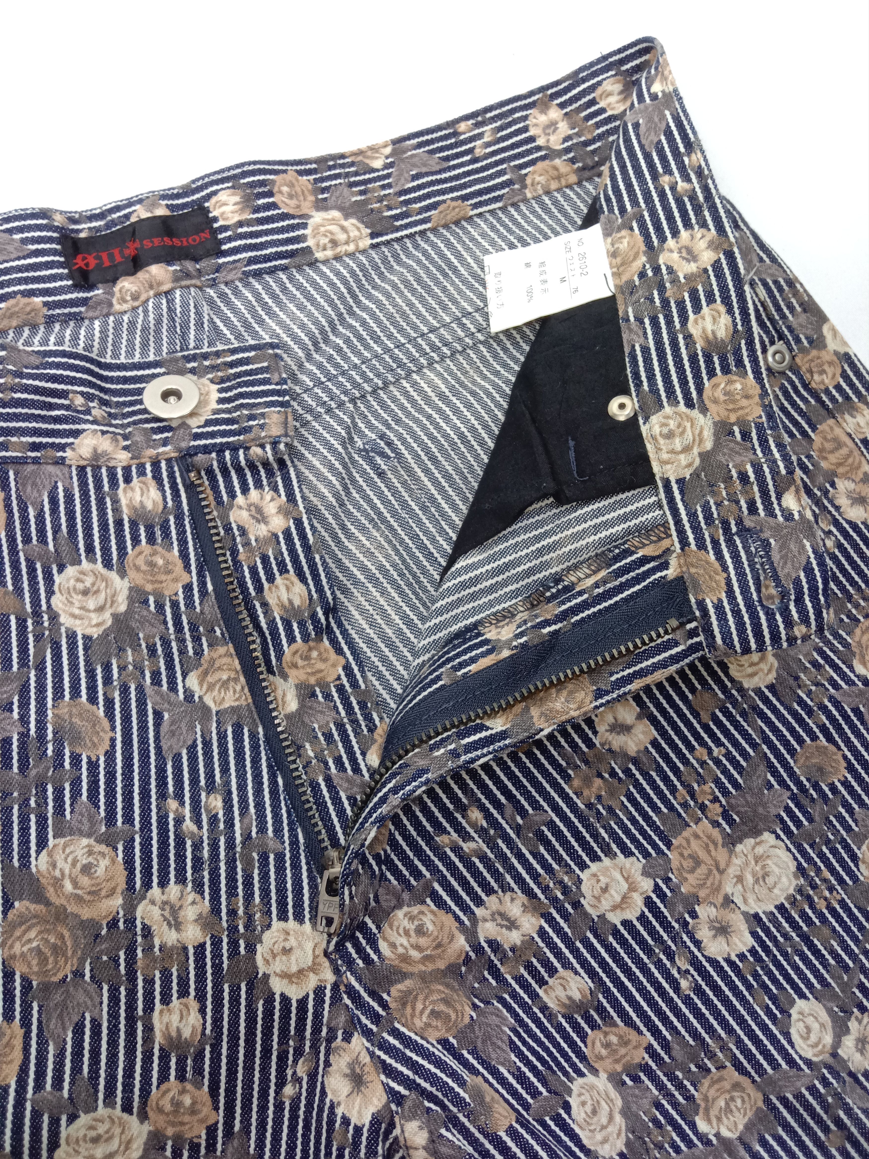 Japanese Brand Vintage Japanese Art Striped Full Printed Floral Flare Jeans Size US 30 / EU 46 - 9 Thumbnail