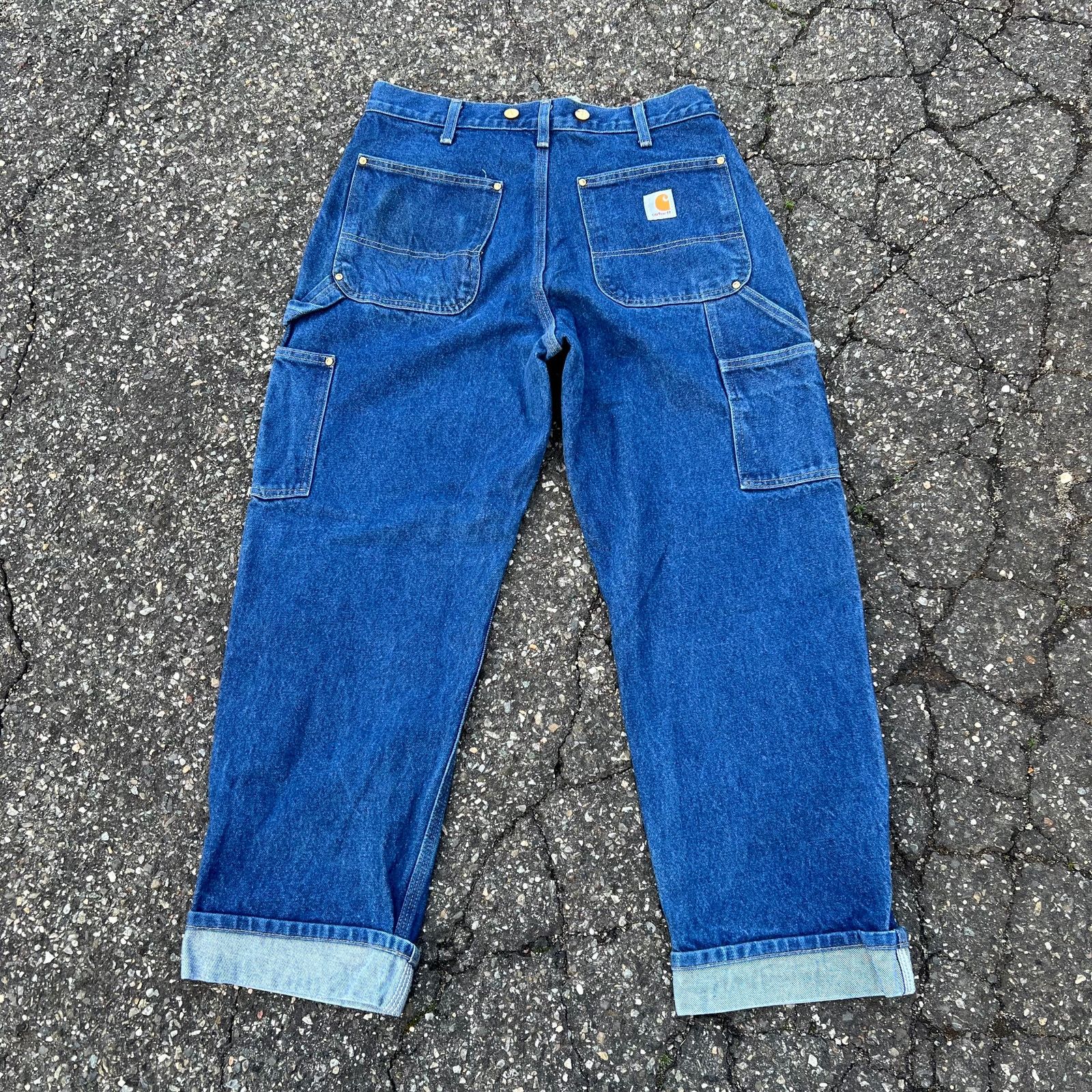 Carhartt × Vintage Vintage carhartt denim blue jeans double knee work pants Size US 32 / EU 48 - 4 Thumbnail