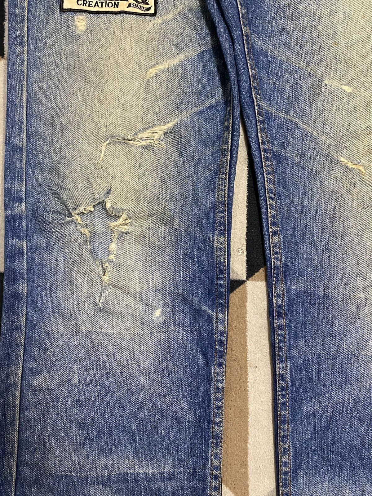 Japanese Brand Vintage Japanese Ruskk Whisker Patched Blue Wash Loose Jeans Size US 30 / EU 46 - 9 Thumbnail