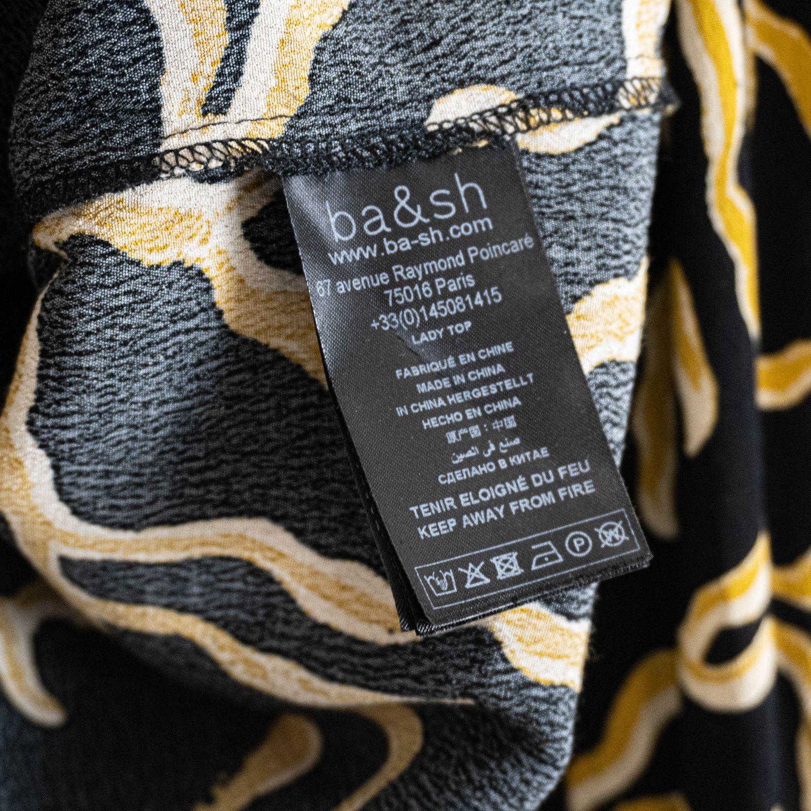 ba&sh Ba&sh Clea Printed Blouse Black Yellow size Large $235 Size L / US 10 / IT 46 - 7 Thumbnail
