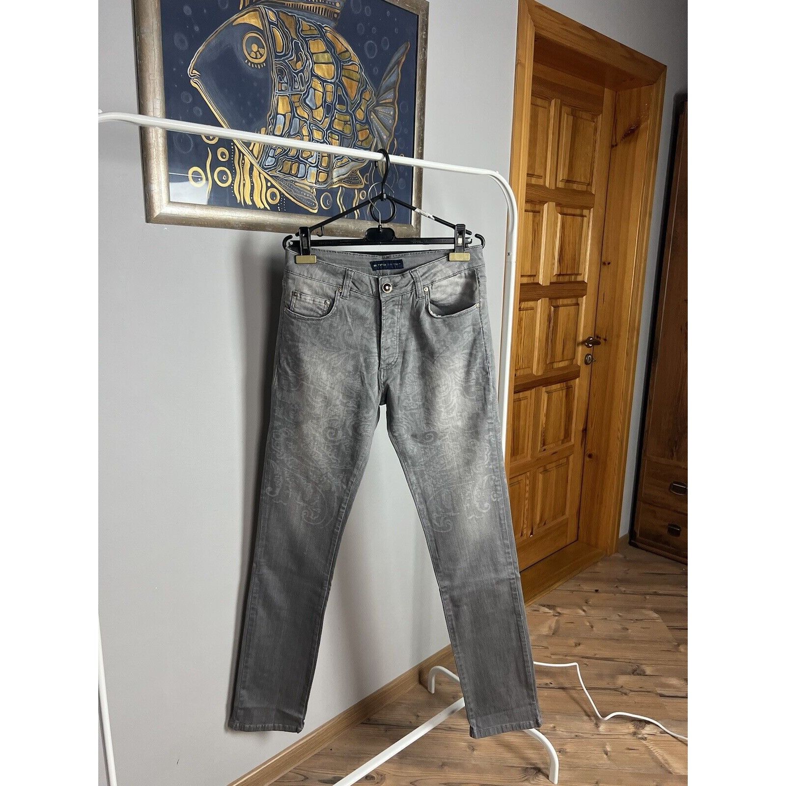 Etro NWT ETRO Paisley Men`s Gray Slim Fit Skinny Jeans Size 32 Size US 32 / EU 48 - 2 Thumbnail