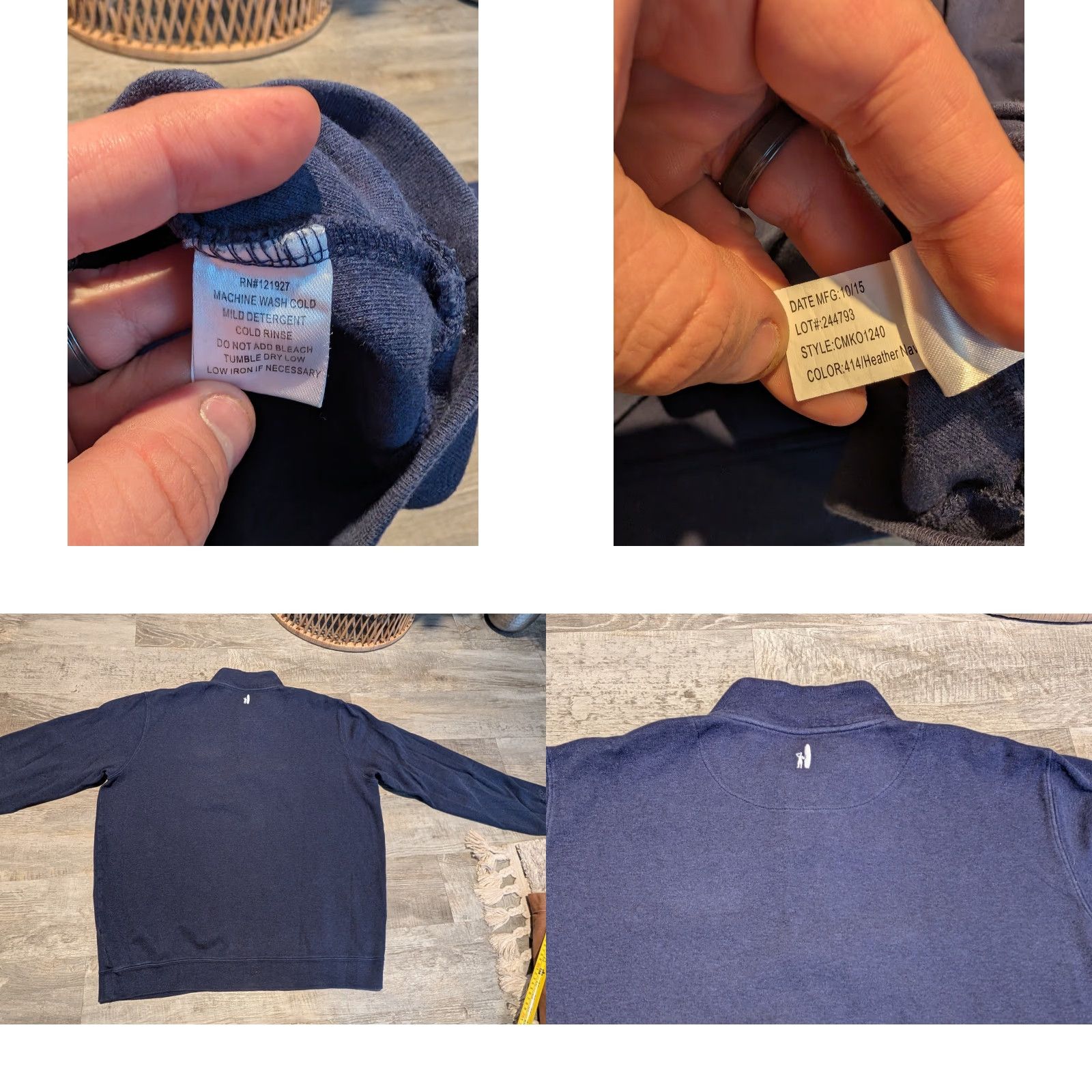 johnnie-O Johnnie-O Quarter Zip Pullover Cotton Sweater Heather Navy Sz L Pullover Regular Knit 1/4 Zip Mens Standing Logo Golf Preppy Classic Outdoor Size US L / EU 52-54 / 3 - 9 Thumbnail