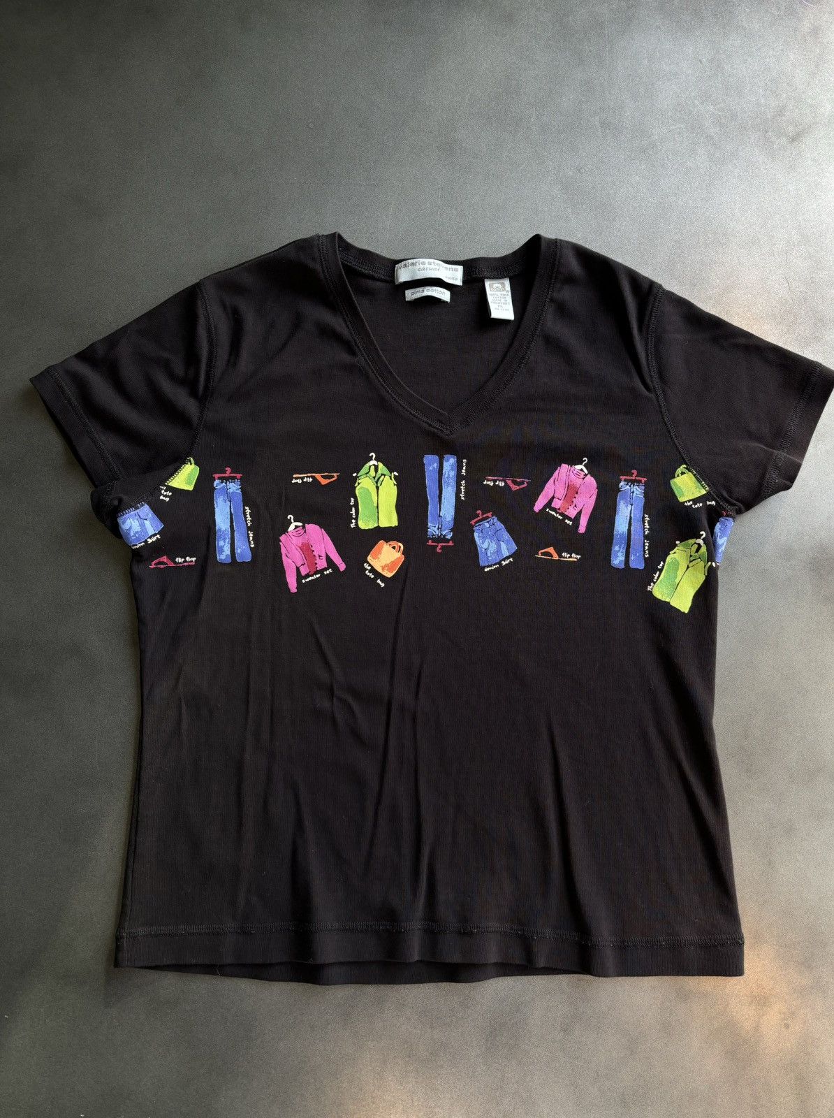 Fashion Victim × Vintage Y2K Fashion Shirt Ironic Edgy V Neck Crop 2000s Valerie Stev Size M / US 6-8 / IT 42-44 - 1 Thumbnail
