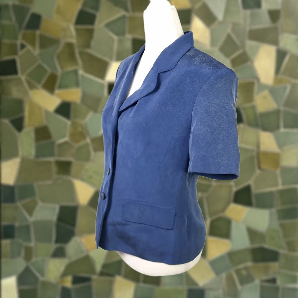 Charter Club 90s Charter Club Navy Blue Silk Short Sleeve Blazer Jacket 8P Size 30" / US 8 / IT 44 - 1 Thumbnail