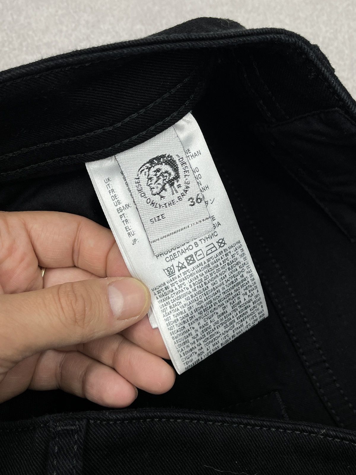 Diesel Mens Diesel Thommer Full Black Denim Jeans Y2K Skull Size US 36 / EU 52 - 12 Thumbnail