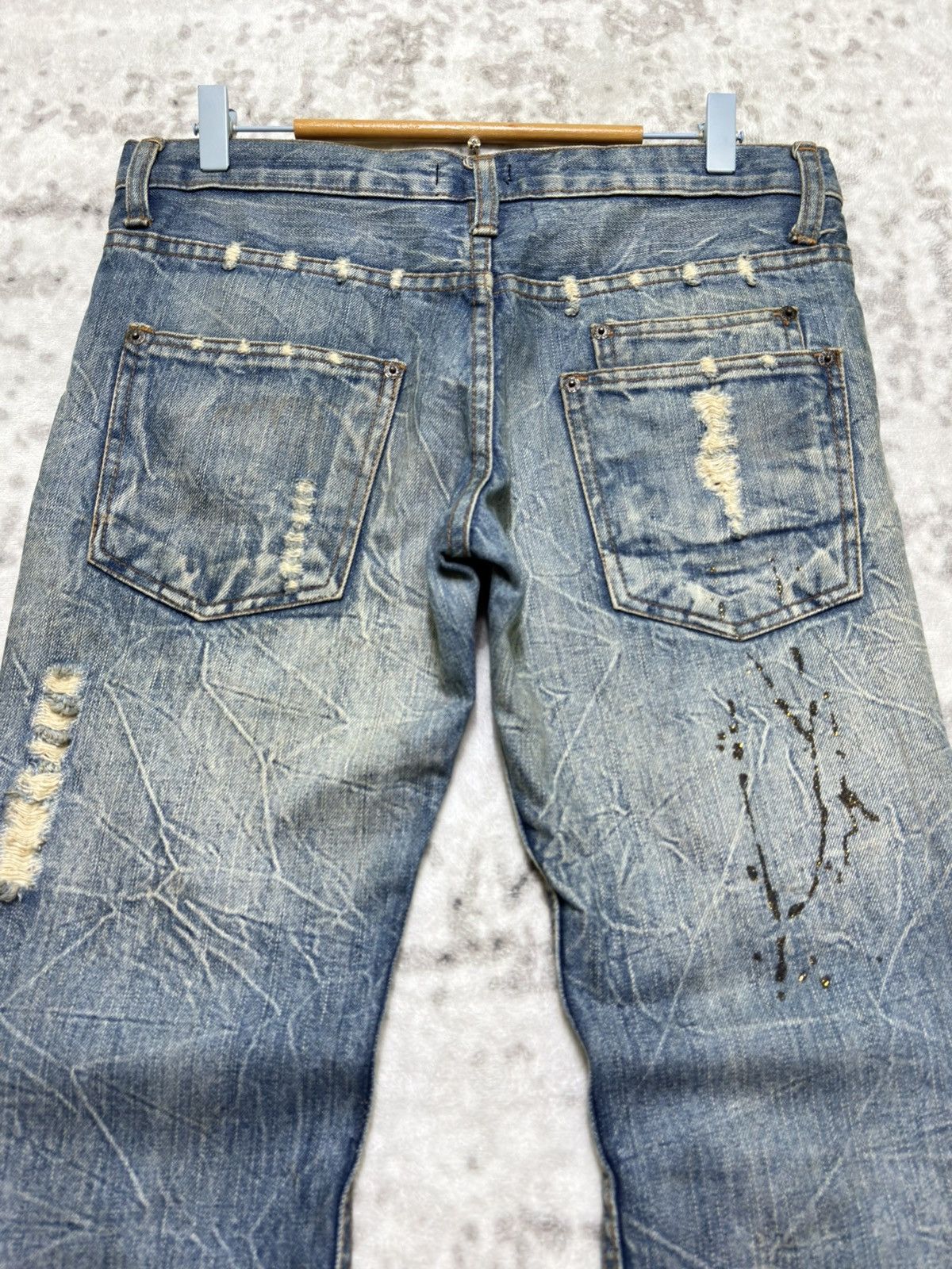 If Six Was Nine 2000s Glad News Japanese Grunge Paint Splatter Bootcut Denim Size US 32 / EU 48 - 9 Thumbnail