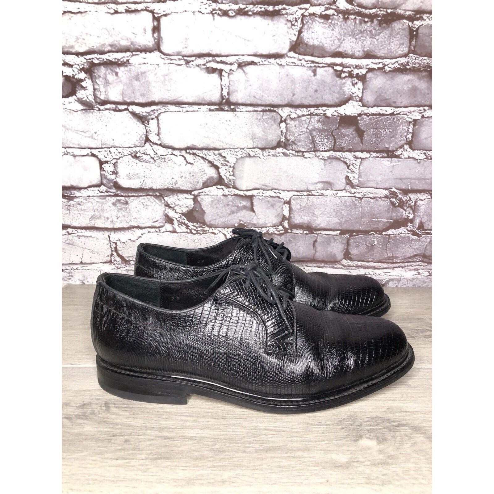 Other Monaco Goodyear Welt Black Leather Croc Oxfords Dress Shoes Size US 10.5 / EU 43-44 - 1 Thumbnail
