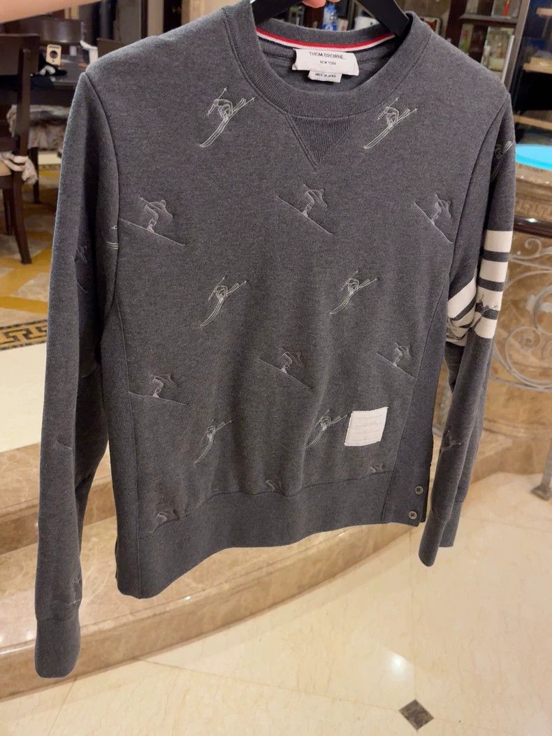 Thom Browne Thom Browne Gray ski embroidered hoodie Size US L / EU 52-54 / 3 - 7 Thumbnail