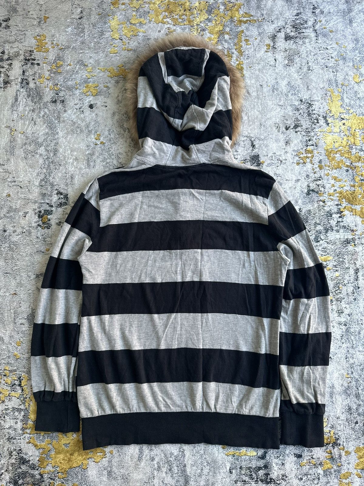 20471120 PUNK ROMANTIC BRITISH FUR STRIPED HOODIE POEM LGB STYLE Size US M / EU 48-50 / 2 - 8 Thumbnail