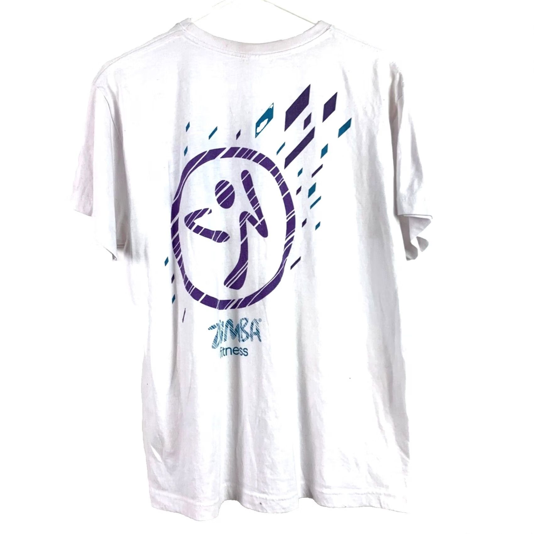 Olive Zumba Fitness Party Live White Graphic Short Sleeve Shirt Top One Size Womens T-Shirt Crew Neck Cozy 2010s Trend (N/A) Size ONE SIZE - 5 Thumbnail