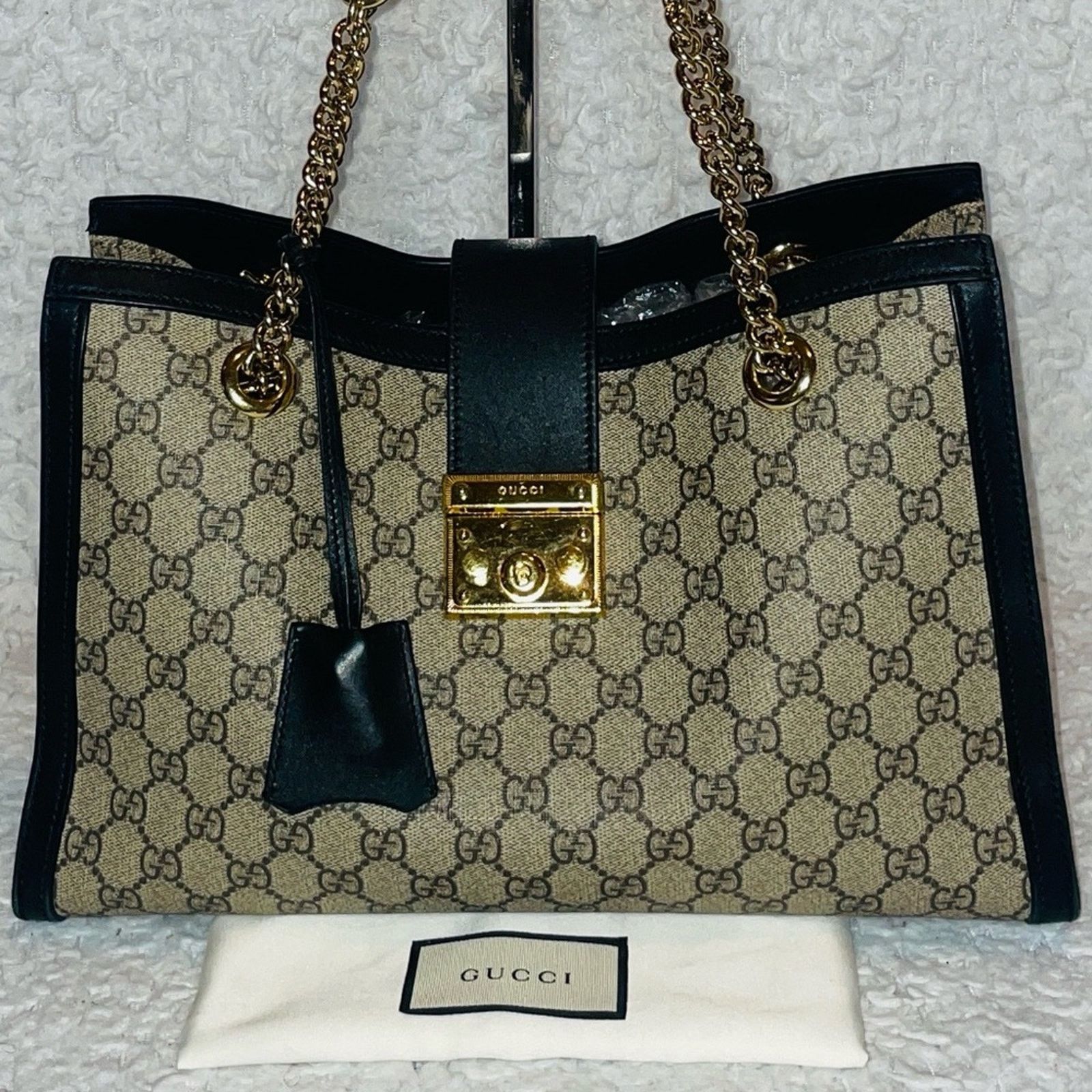 Gucci Gucci Padlock GG Supreme Medium Tote Beige Black Size ONE SIZE - 2 Thumbnail