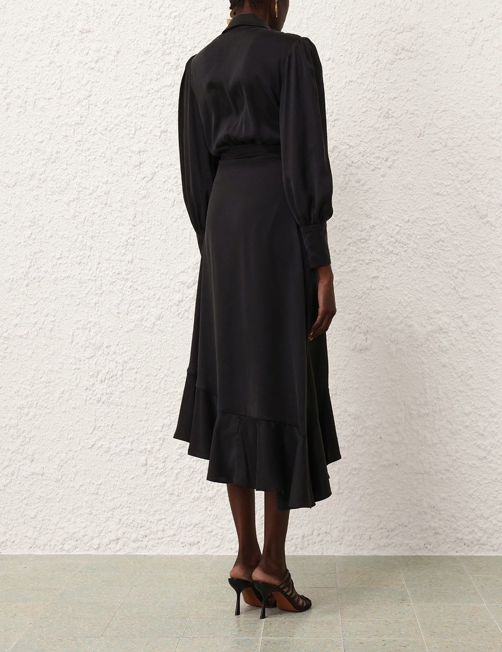 Zimmermann oc11z0825 Silk Wrap Midi Dress in Black Size M / US 6-8 / IT 42-44 - 4 Thumbnail