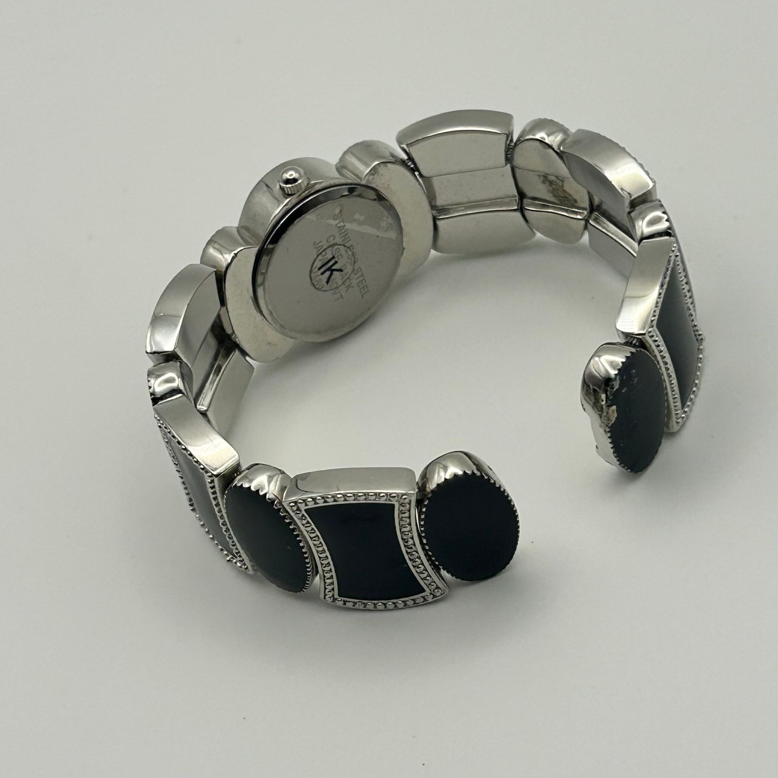 Other Black Mother Pearl Black And Silvertone Cuff Bracelet Watch Size ONE SIZE - 5 Thumbnail