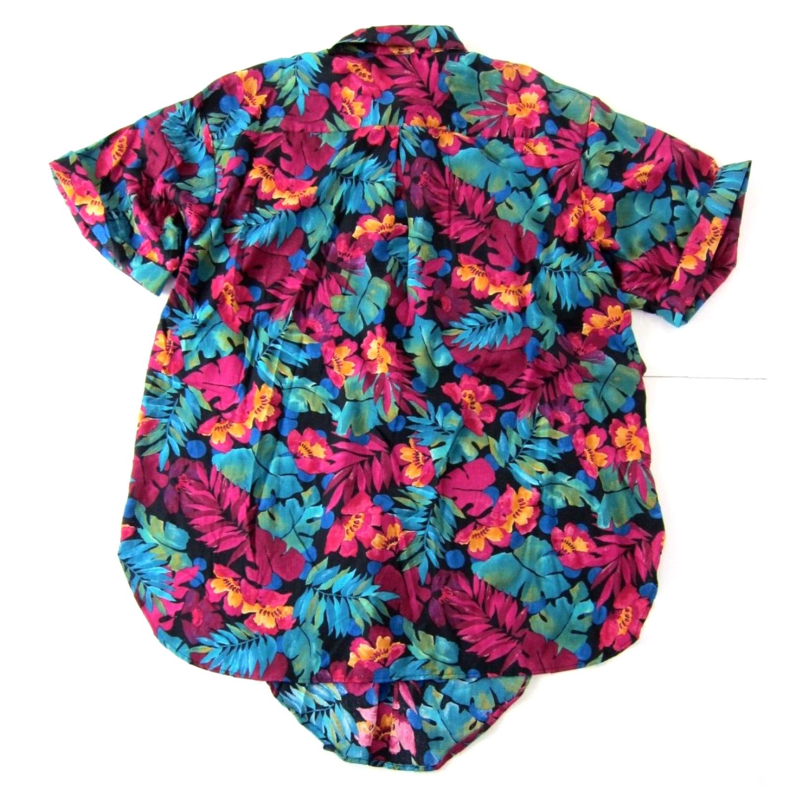 Pinko Vtg A.S. Elliot Blouse Floral Button Down Short Sleeve Pink 24W Rayon Plus Ladies Shirt Size 4XL / US 24-26 - 2 Thumbnail
