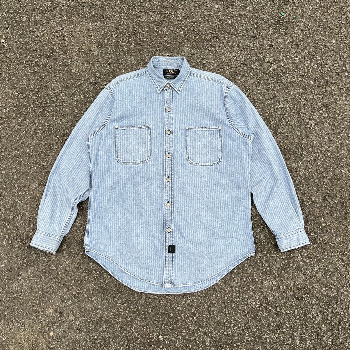RRL Ralph Lauren RARE‼️ Vintage 90s RRL HBT Denim Workshirt Western Workwear Size US M / EU 48-50 / 2 - 2 Thumbnail