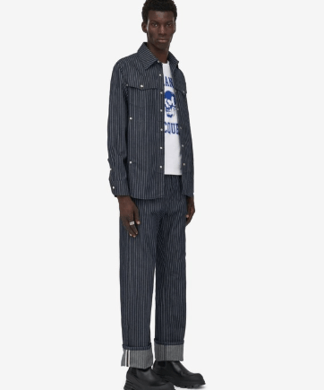 Alexander McQueen o1w1db10925 Pinstripe Denim Shirt in Black Size US M / EU 48-50 / 2 - 3 Thumbnail