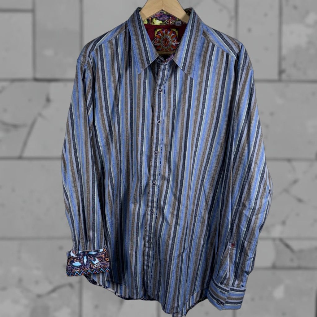 Robert Graham Robert Graham Striped Button-Up Shirt Mens 2XL Blue Long Sleeve Size US XXL / EU 58 / 5 - 1 Thumbnail