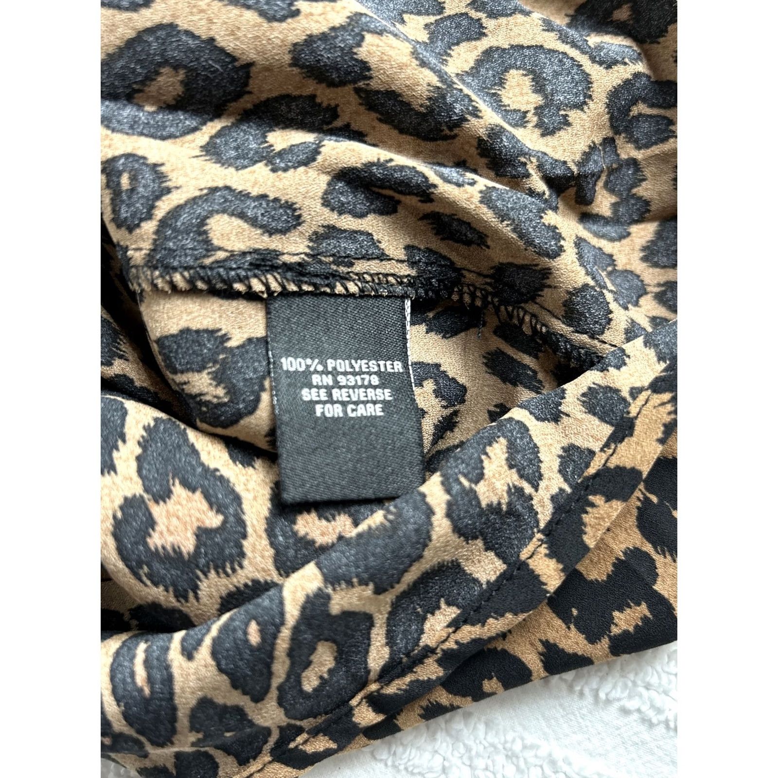 Vintage PREMISE Leopard Print Boat Neck Chiffon Tunic Top 1X Women's Short Sleeve New Size XL / US 12-14 / IT 48-50 - 4 Thumbnail