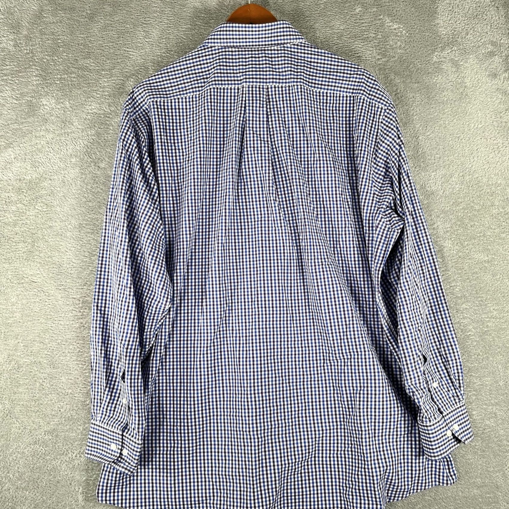 Vintage Paul Fredrick Button-Down Shirt Mens 18x35 Blue Gingham Classic Fit Non Iron Shirt Size US XXL / EU 58 / 5 - 2 Thumbnail