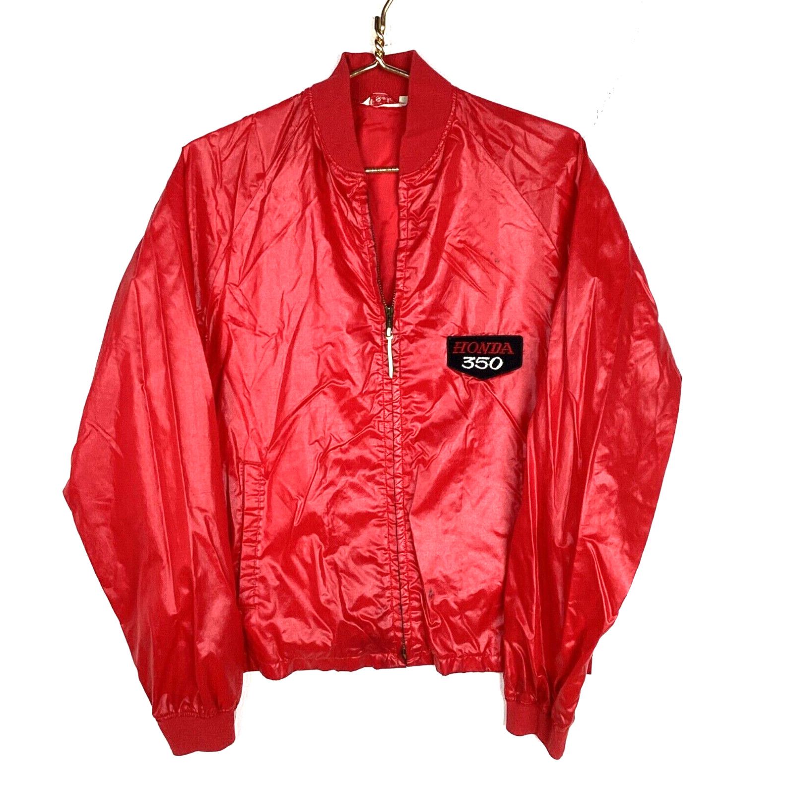 image of Vintage Honda 350 Jacket Medium Red Racing Full Zip 70's in White, Men's