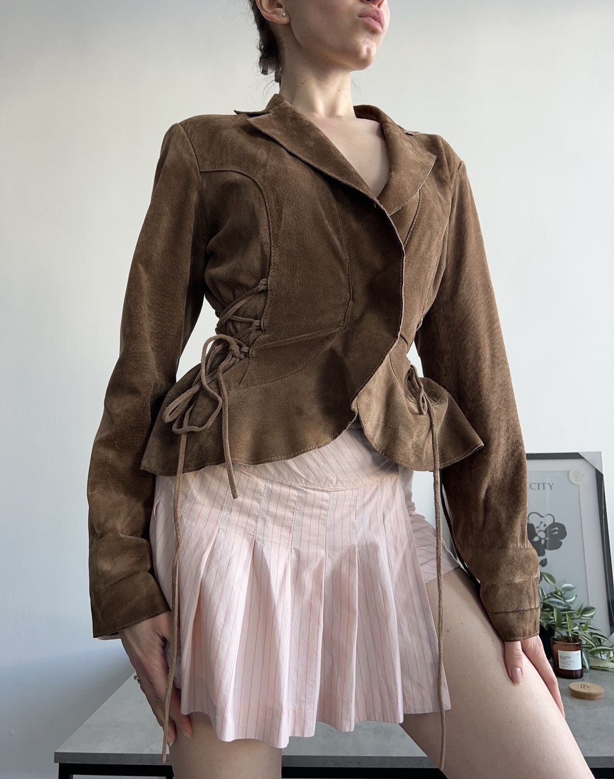 Japanese Brand × Vintage Suede Beautiful Rare Vintage Leather Jacket Brown Y2K Size S / US 4 / IT 40 - 6 Thumbnail