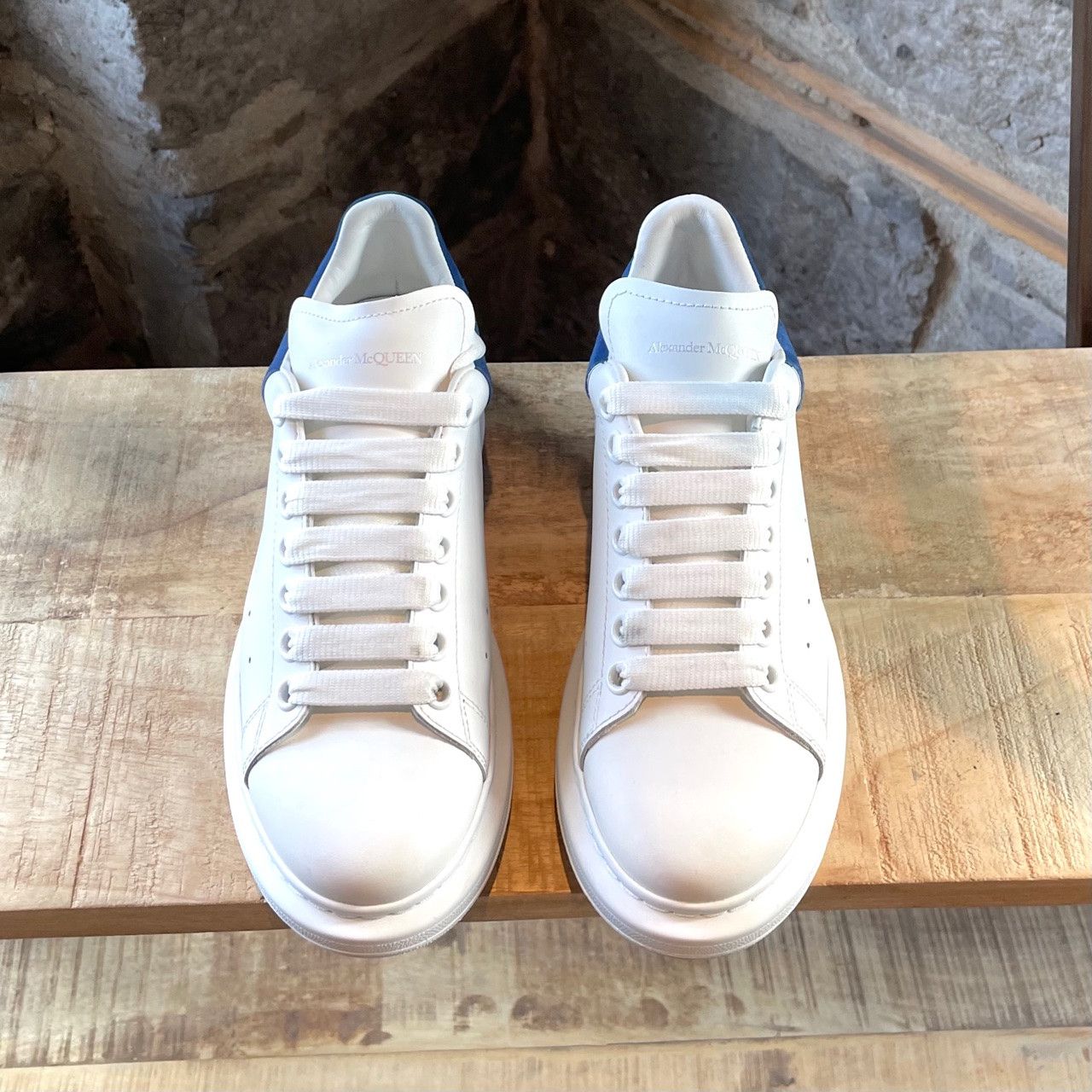 Alexander McQueen Alexander McQueen White Leather Blue Suede Sneakers Size US 9.5 / IT 39.5 - 2 Thumbnail