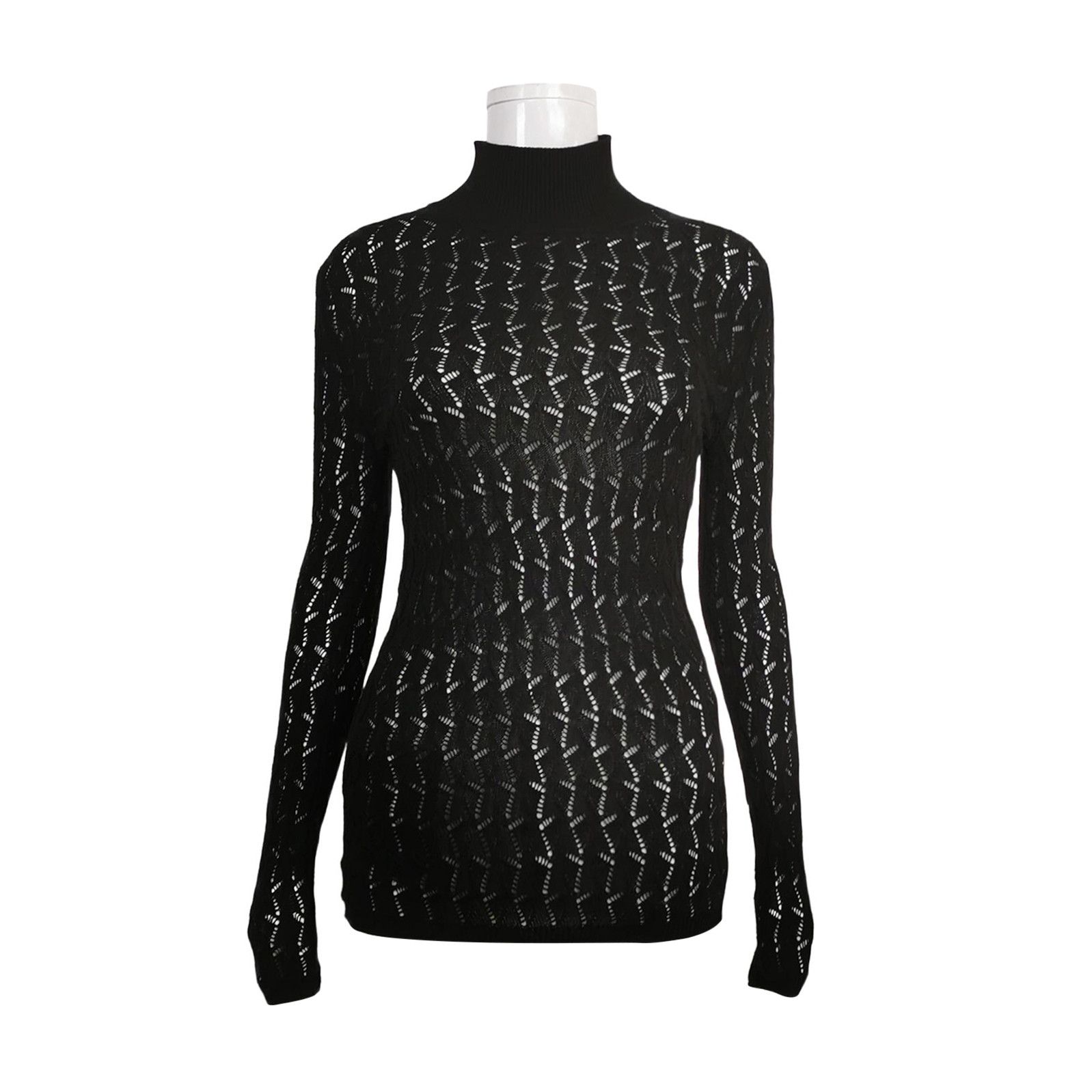 Prada Prada Black Cotton Turtleneck Knit Sweater 0089 Size S / US 4 / IT 40 - 1 Thumbnail