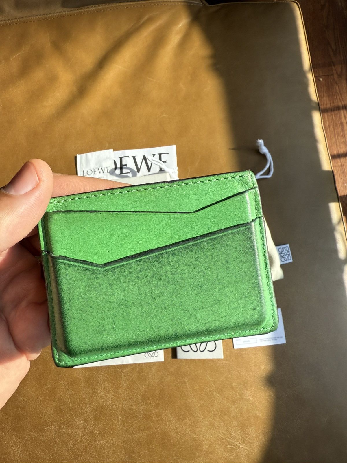Loewe Loewe Puzzle Stitch Plain C Wallet Cardholder Apple Green Size ONE SIZE - 8 Thumbnail