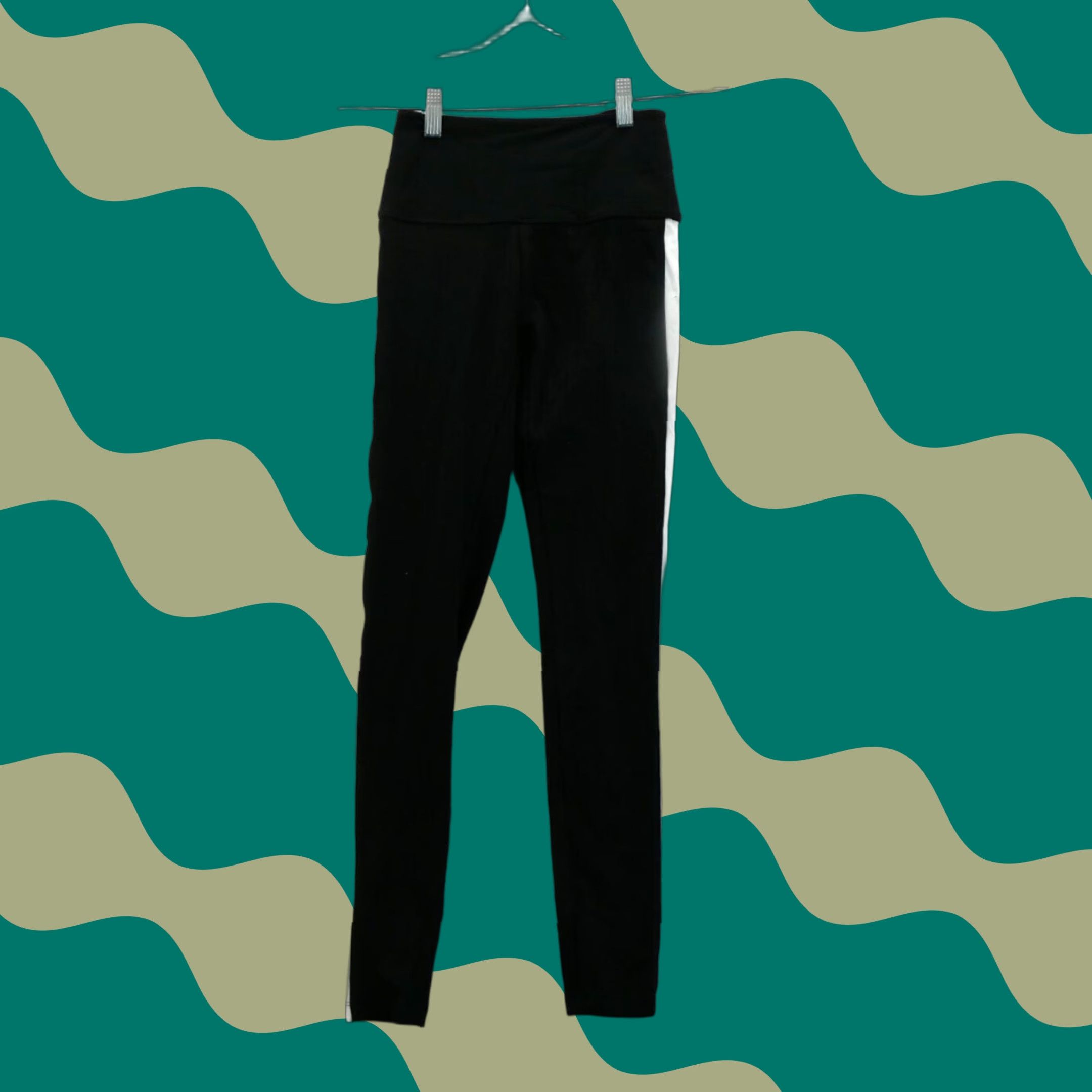 Victorias Secret XS Regular Leggings Black High Rise Waist Cotton Stripe Legging