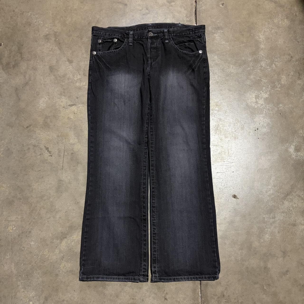 Vintage Vintage Low Rise Boot Cut Denim Jeans Black Faded Grunge Y2K Size US 38 / EU 54 - 1 Thumbnail