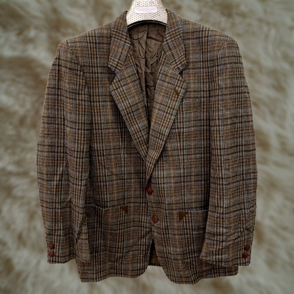 Vintage Pure Wool Soft Tweed Glen Check Classic Hunting Jacket Blazer 40r Unisex Adults Multicolor, Men's