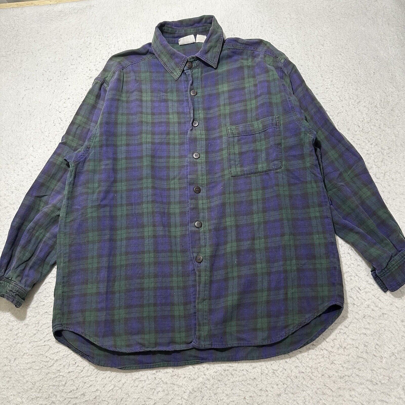 Chicos Chico's Design Large Button Up Shirt Blue Green Plaid Stripe Size L / US 10 / IT 46 - 1 Thumbnail