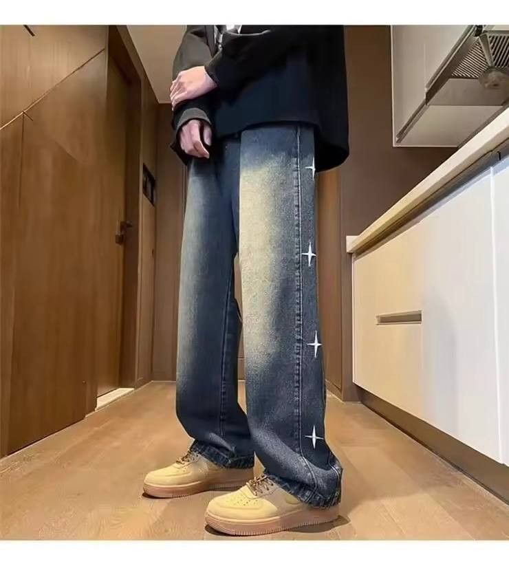 Japanese Brand × Vintage gradient jeans with embroidered stars. Size US 36 / EU 52 - 2 Thumbnail