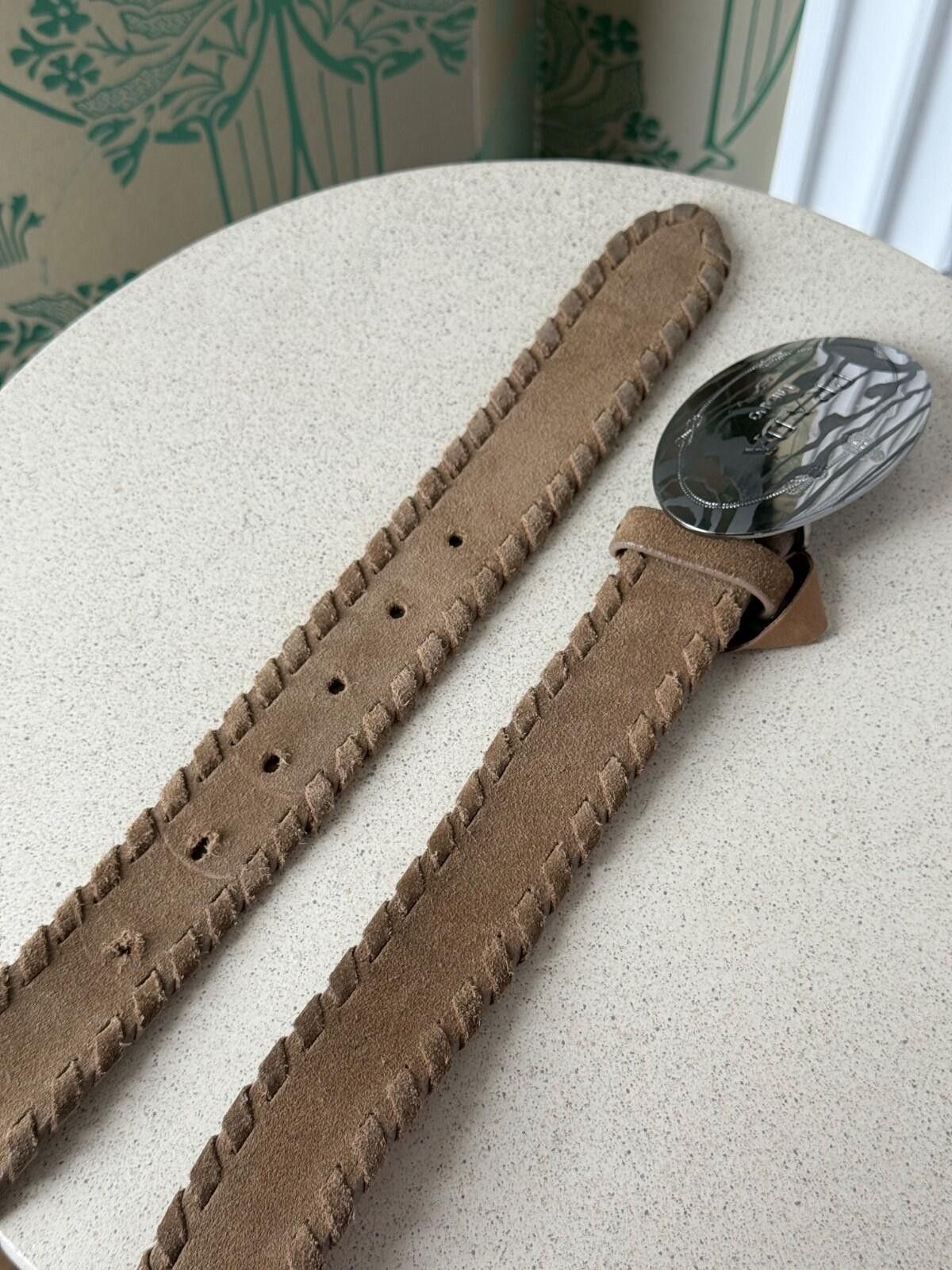 Prada Vintage Prada Suede Beige Logo Belt Size 90/36 Size ONE SIZE - 8 Thumbnail