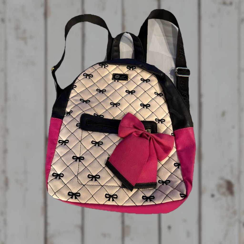 Betsey Johnson Betsey Johnson Backpack Women Medium Pink Quilted Bow Gold Buckle Bag Size ONE SIZE - 1 Thumbnail