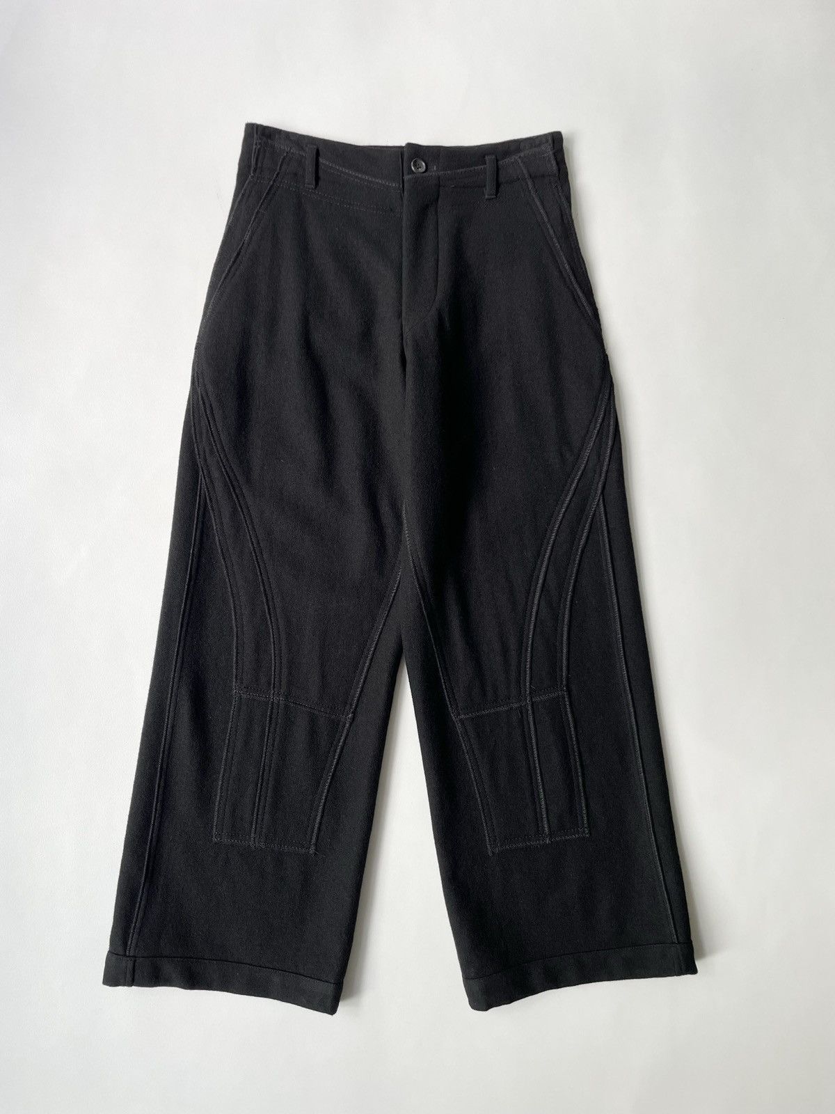 image of Comme Des Garcons A/w 10 Panelled Wool Wide Leg Trousers in Black, Women's (Size 26)